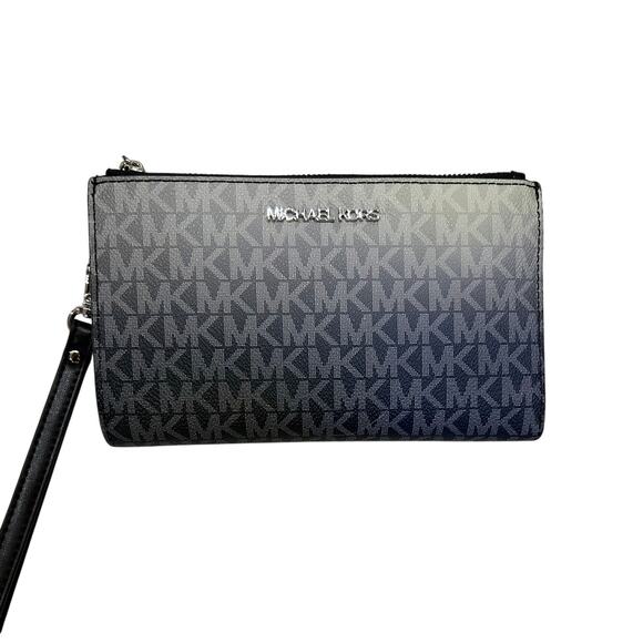 Michael Kors Jet Set large double zip wristlet wallet black - Picture 3 of 8